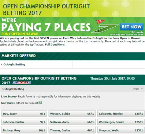 golf open betting